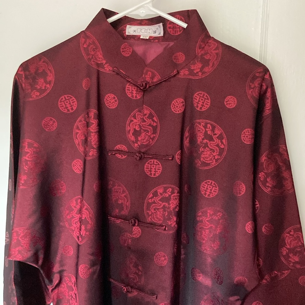 Red synthetic silky jacket from Chinatown